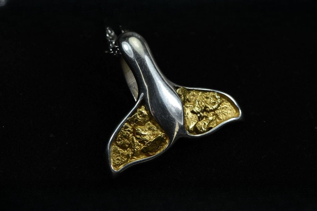Gold Nugget Pendant Whales Tail - Sterling Silver - Special PWT34NSS - Hand Made