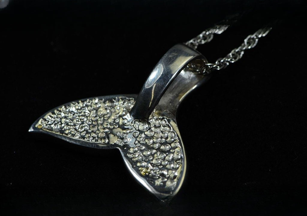 Gold Nugget Pendant Whales Tail - Sterling Silver - Special PWT35NSSX - Hand Made