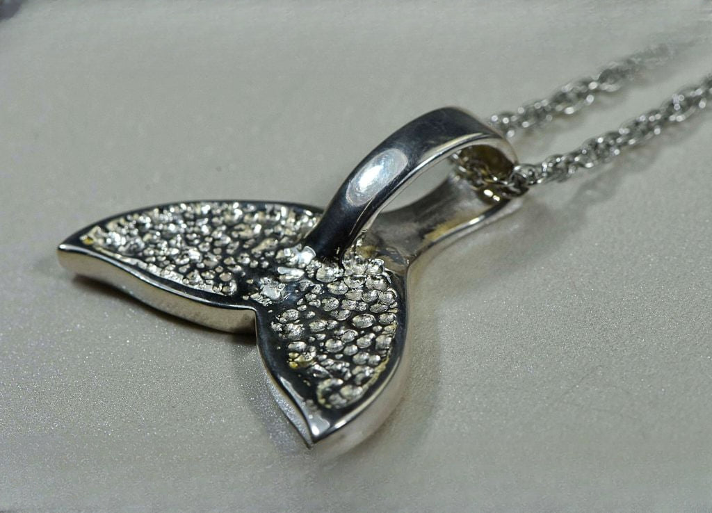 Gold Nugget Pendant Whales Tail - Sterling Silver - Special PWT35NSSX - Hand Made