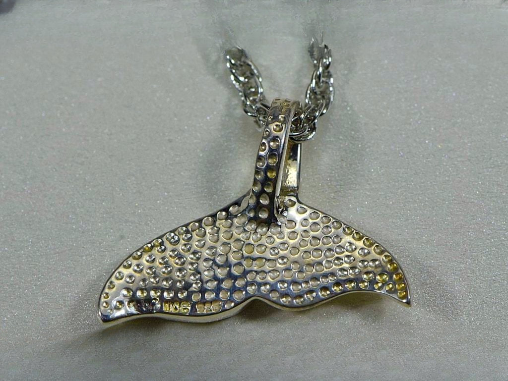 Gold Nugget Pendant Whales Tail - Sterling Silver - Special PWT37SNSS - Hand Made