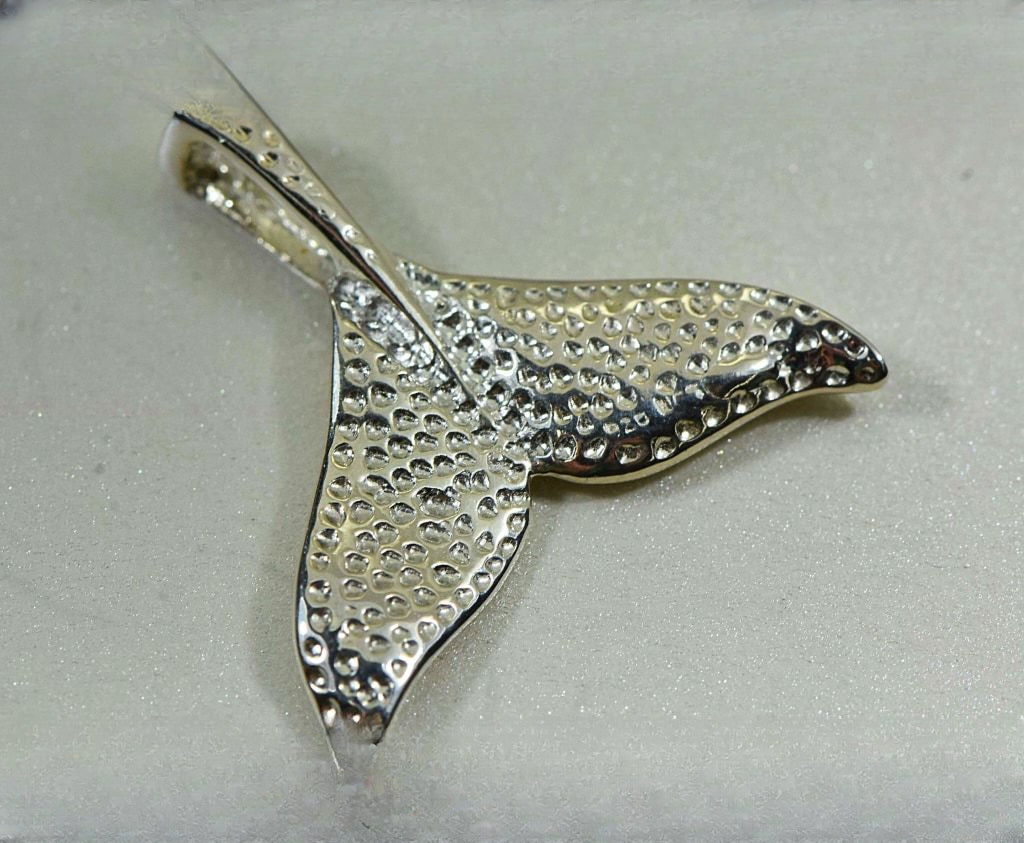 Gold Nugget Pendant Whales Tail - Sterling Silver - Special PWT43LNSS - Hand Made