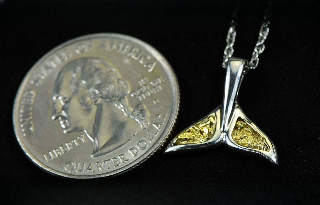 Gold Nugget Pendant Whales Tail - Sterling Silver - Special PWT44SNSS - Hand Made
