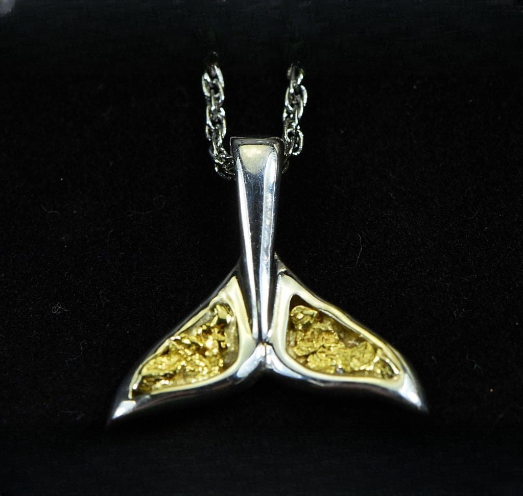 Gold Nugget Pendant Whales Tail - Sterling Silver - Special PWT44SNSS - Hand Made