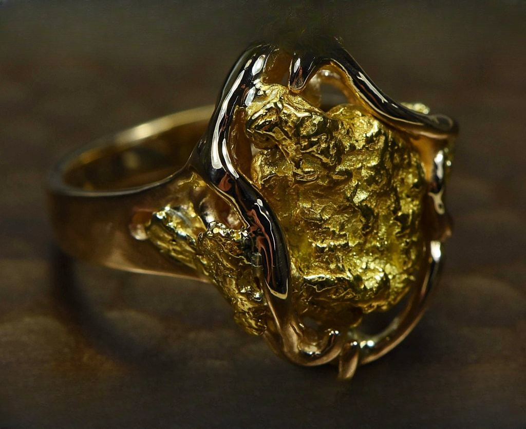Gold Nugget Women's Ring "Orocal" RL232L Genuine Hand Crafted Jewelry - 14K Casting