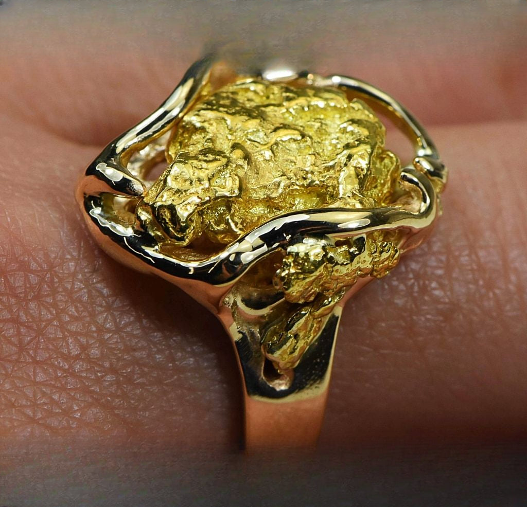 Gold Nugget Women's Ring "Orocal" RL232L Genuine Hand Crafted Jewelry - 14K Casting