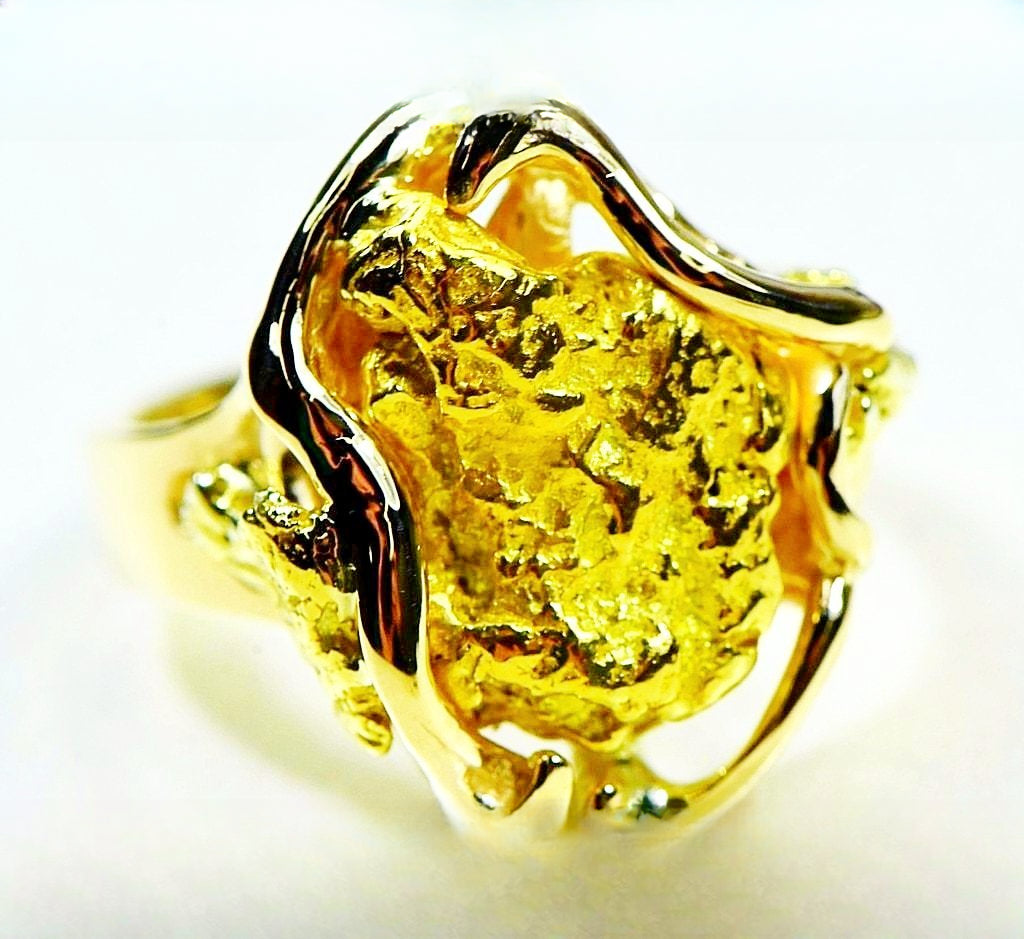 Gold Nugget Women's Ring "Orocal" RL232L Genuine Hand Crafted Jewelry - 14K Casting