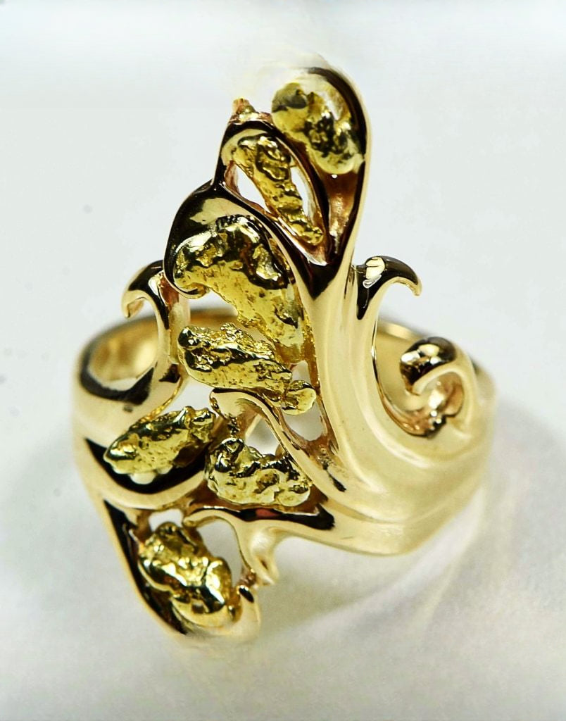 Gold Nugget Women's Ring "Orocal" RL469 Genuine Hand Crafted Jewelry - 14K Casting