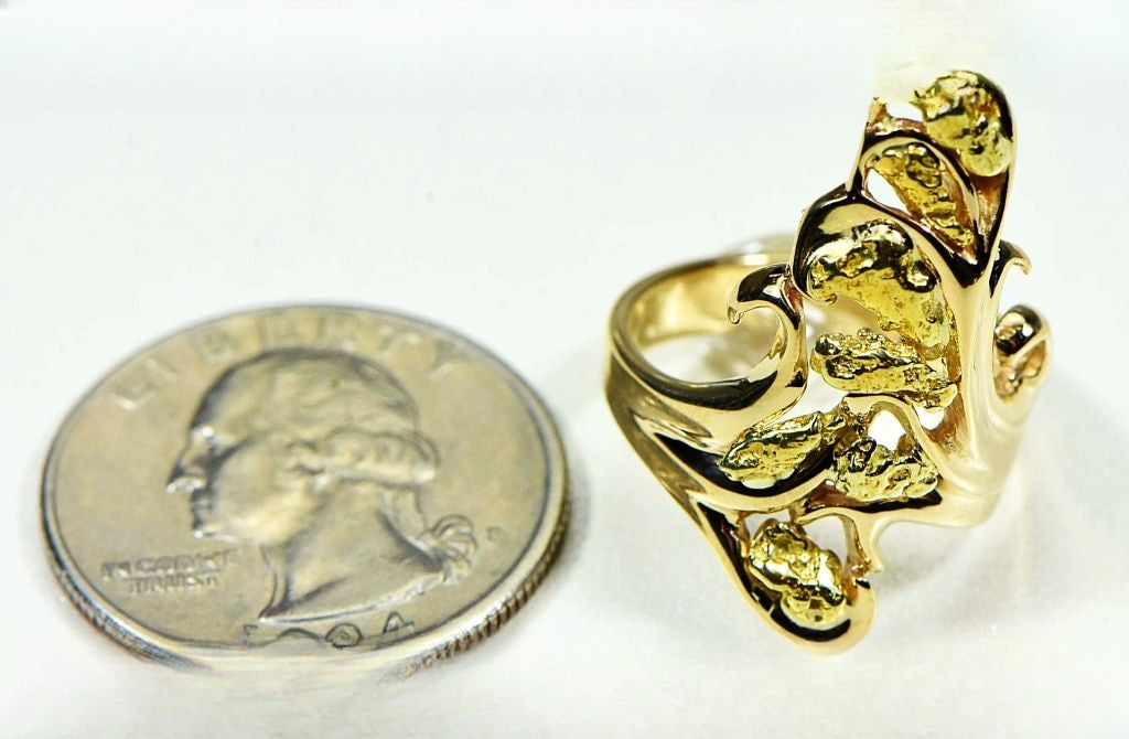 Gold Nugget Women's Ring "Orocal" RL469 Genuine Hand Crafted Jewelry - 14K Casting