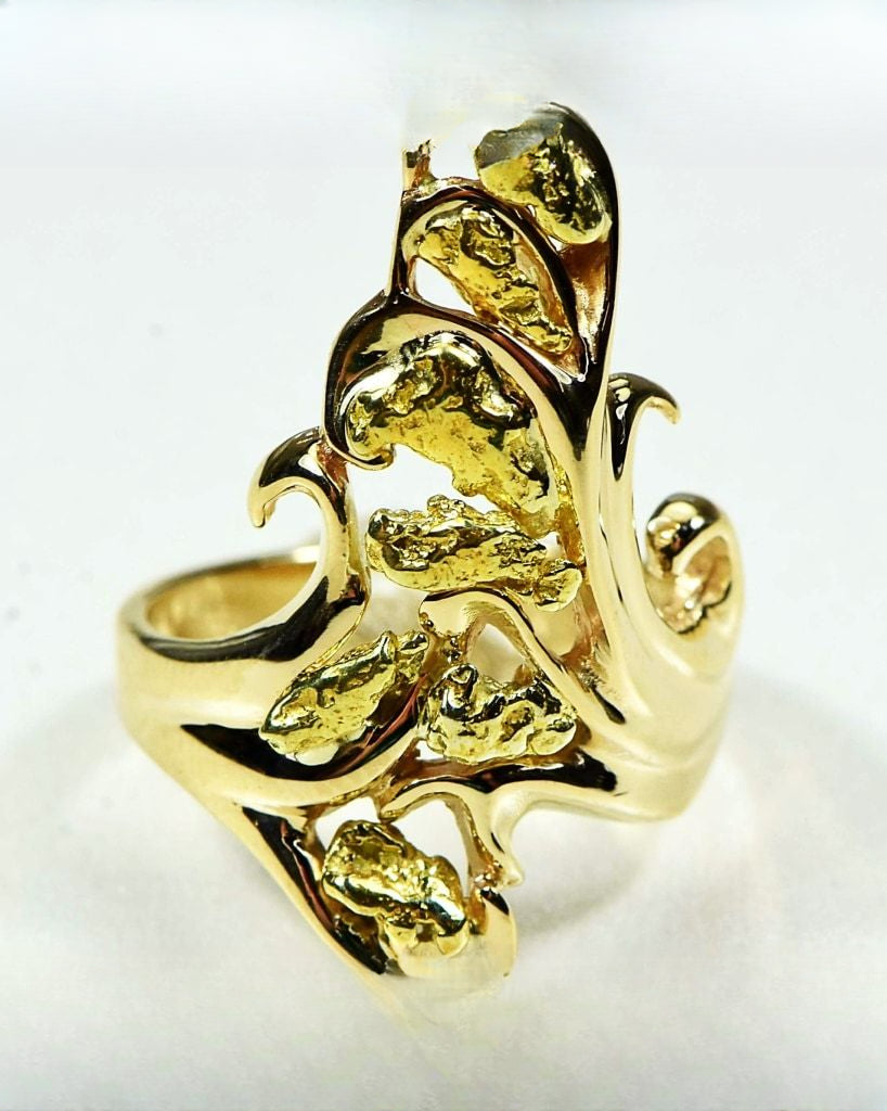 Gold Nugget Women's Ring "Orocal" RL469 Genuine Hand Crafted Jewelry - 14K Casting
