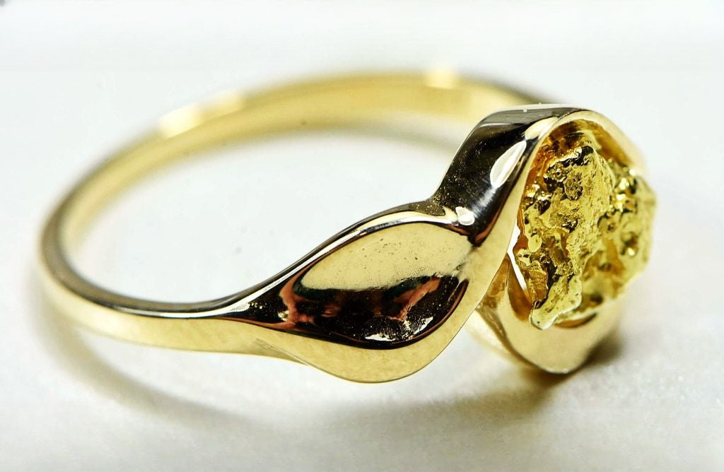 Gold Nugget Women's Ring "Orocal" RL509 Genuine Hand Crafted Jewelry - 14K Casting