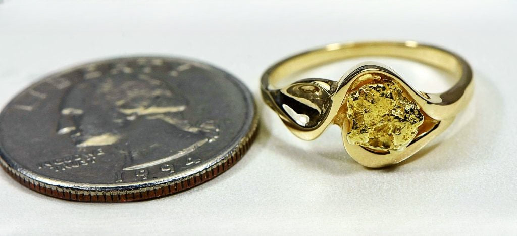 Gold Nugget Women's Ring "Orocal" RL509 Genuine Hand Crafted Jewelry - 14K Casting
