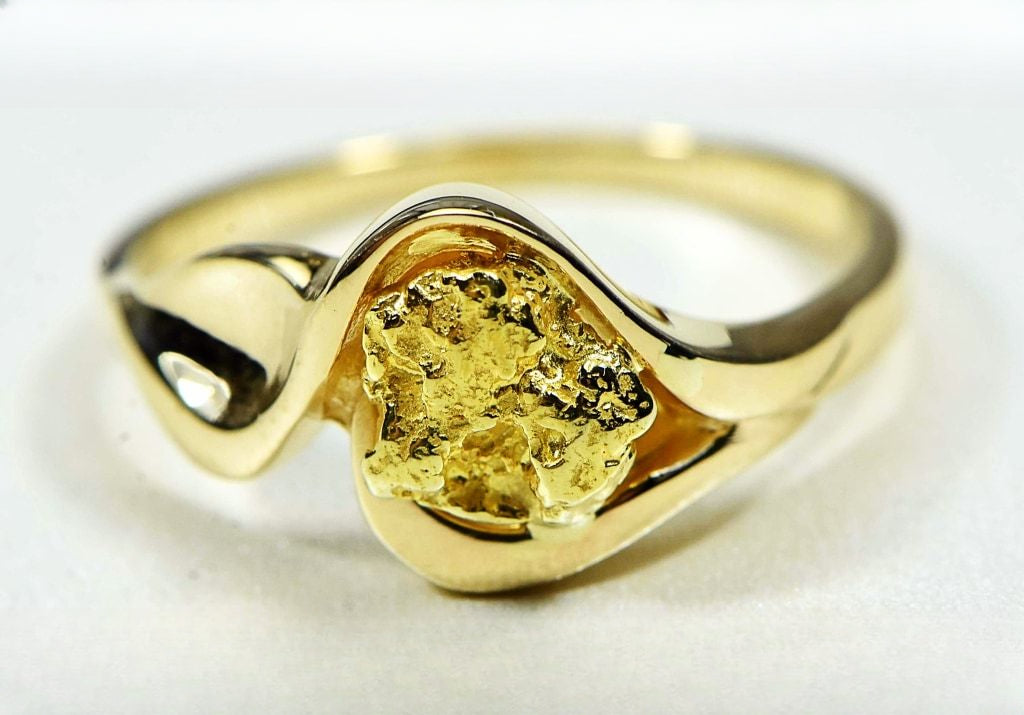 Gold Nugget Women's Ring "Orocal" RL509 Genuine Hand Crafted Jewelry - 14K Casting