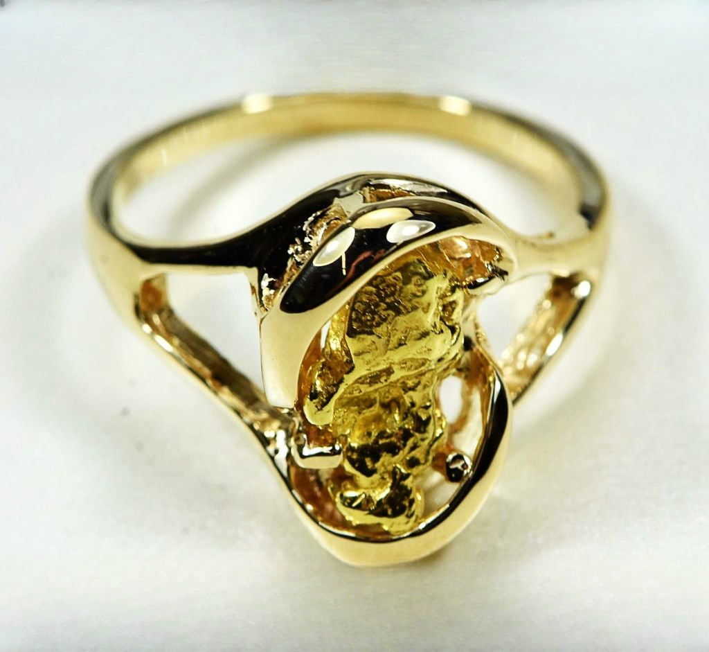 Gold Nugget Women's Ring "Orocal" RL784SN Genuine Hand Crafted Jewelry - 14K Casting