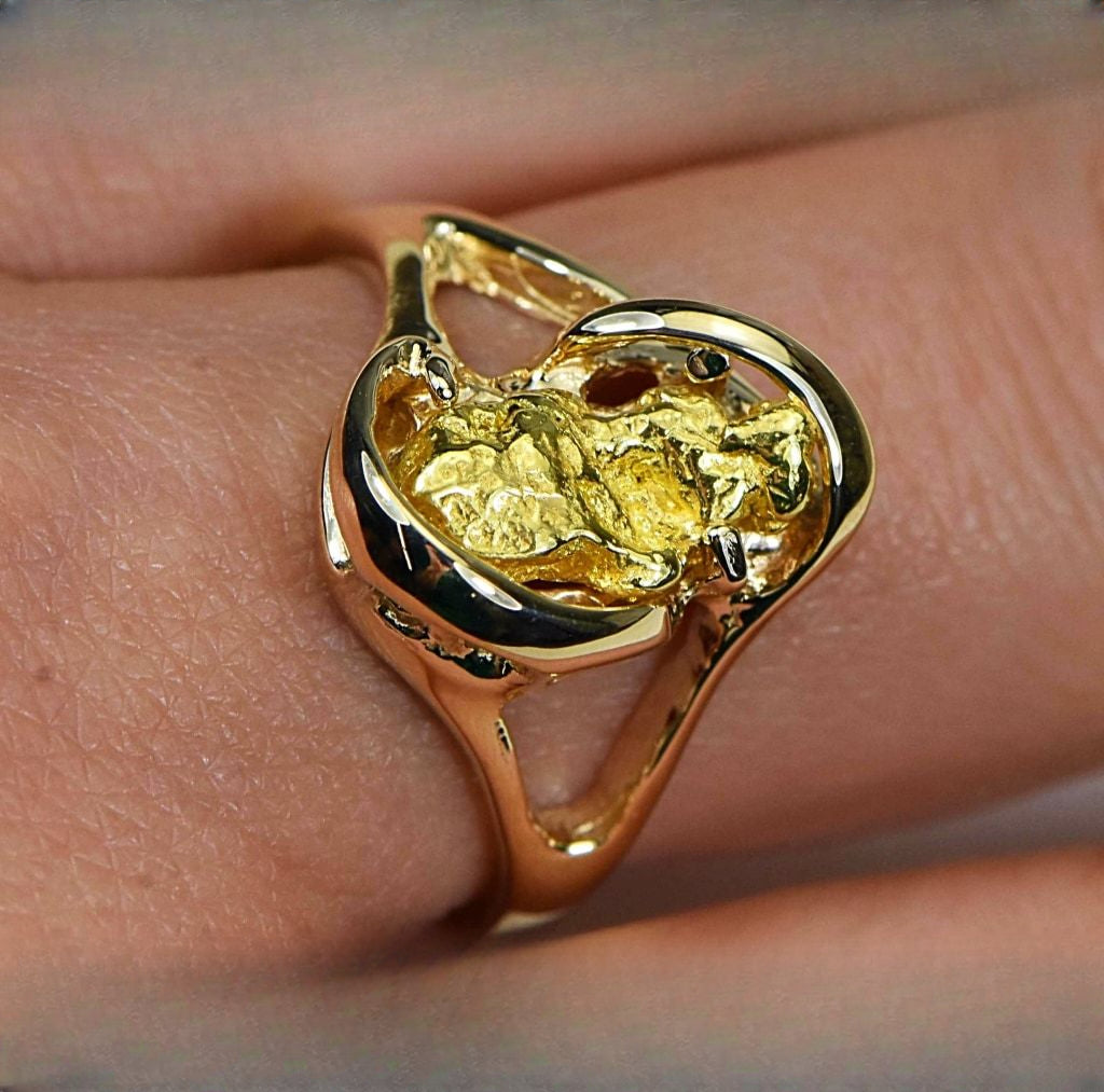 Gold Nugget Women's Ring "Orocal" RL784SN Genuine Hand Crafted Jewelry - 14K Casting