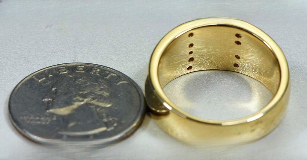 Gold Nugget/Quartz Men's Ring "Orocal" RM732LDNQ Genuine Hand Crafted Jewelry - 14K Casting