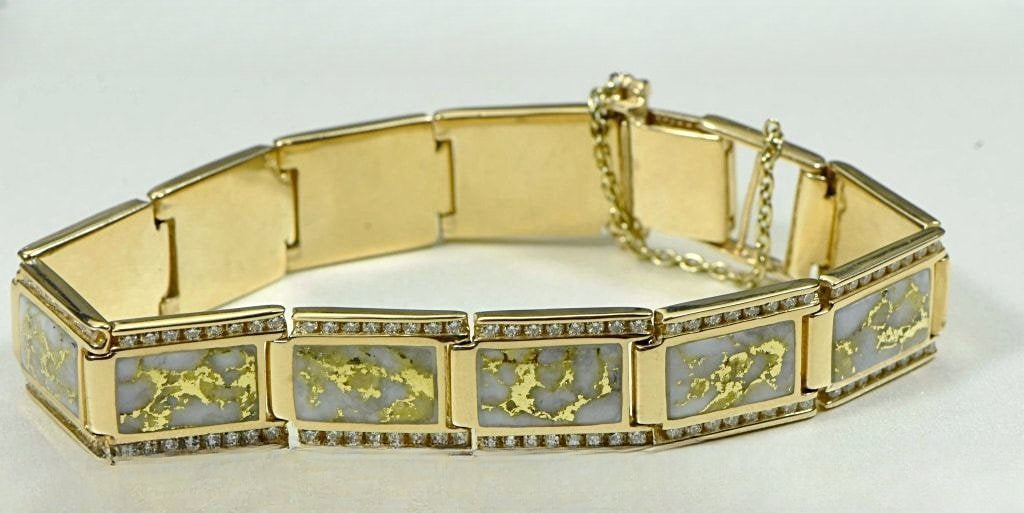 Gold Quartz Bracelet "Orocal" B16MMDQ  Genuine Hand Crafted Jewelry - 14K Gold Casting