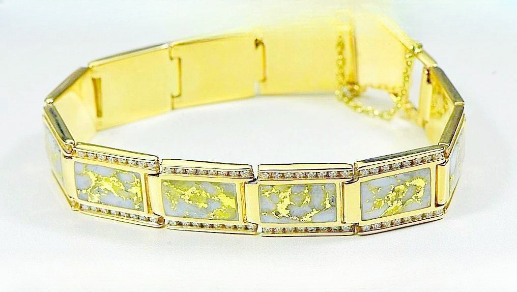 Gold Quartz Bracelet "Orocal" B16MMDQ  Genuine Hand Crafted Jewelry - 14K Gold Casting
