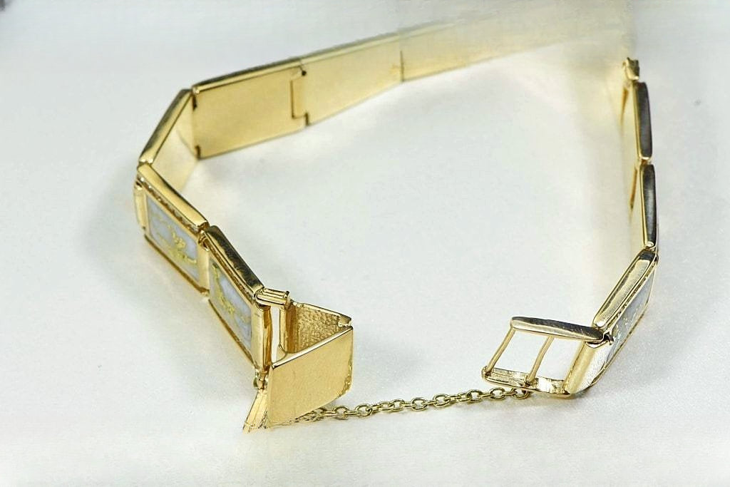 Gold Quartz Bracelet "Orocal" B16MMDQ  Genuine Hand Crafted Jewelry - 14K Gold Casting