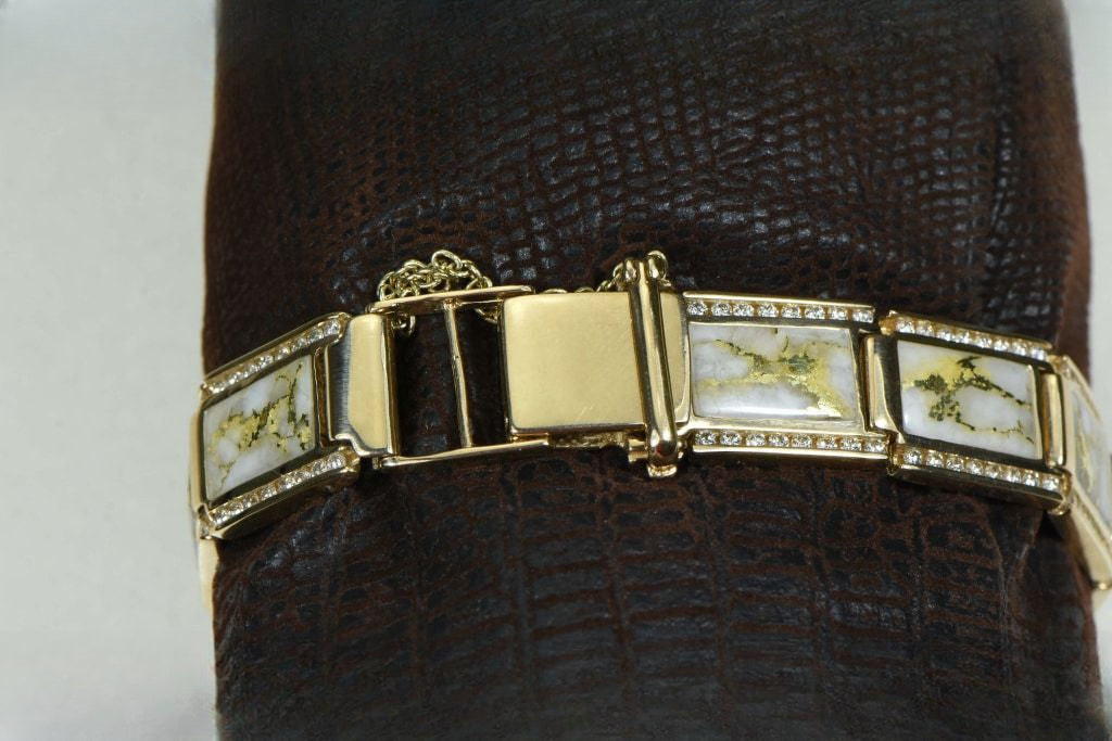 Gold Quartz Bracelet "Orocal" B16MMDQ  Genuine Hand Crafted Jewelry - 14K Gold Casting