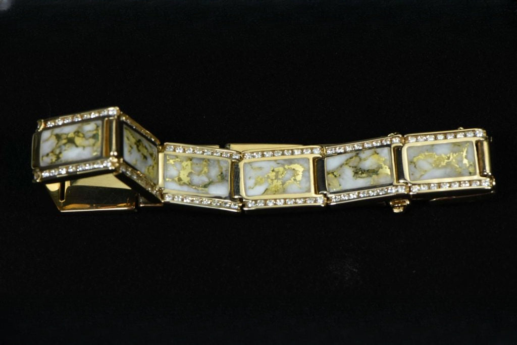Gold Quartz Bracelet "Orocal" B16MMDQ  Genuine Hand Crafted Jewelry - 14K Gold Casting