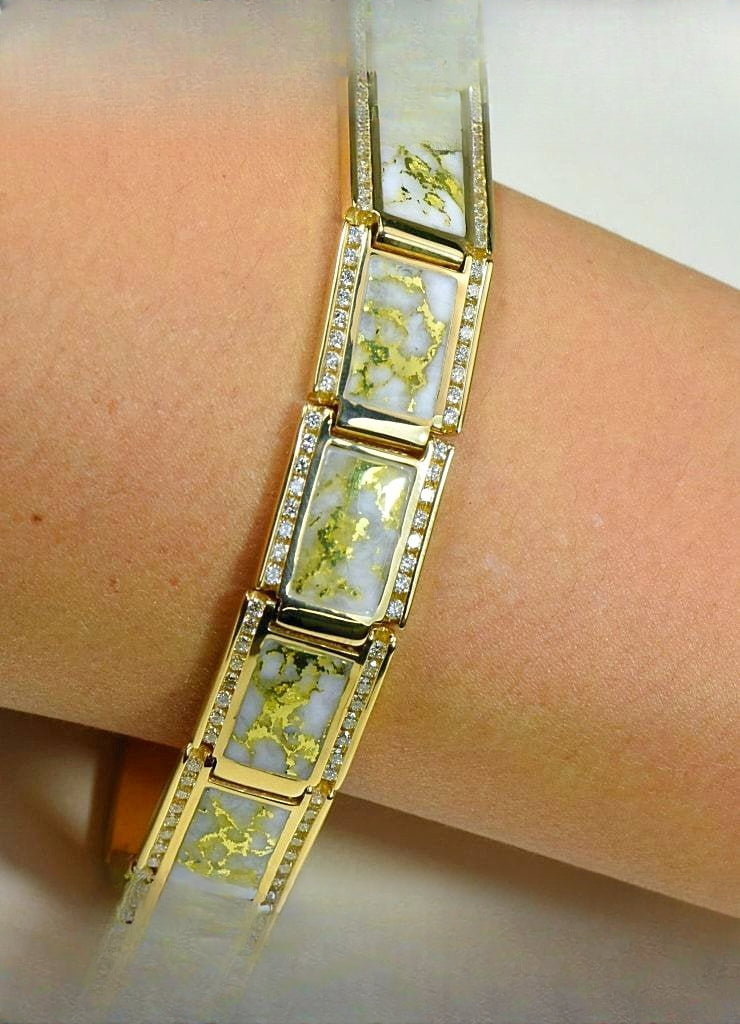 Gold Quartz Bracelet "Orocal" B16MMDQ  Genuine Hand Crafted Jewelry - 14K Gold Casting
