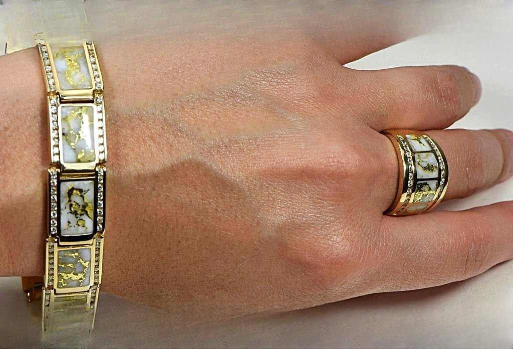 Gold Quartz Bracelet "Orocal" B16MMDQ  Genuine Hand Crafted Jewelry - 14K Gold Casting