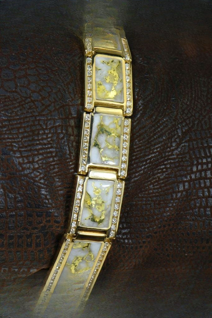 Gold Quartz Bracelet "Orocal" B16MMDQ  Genuine Hand Crafted Jewelry - 14K Gold Casting