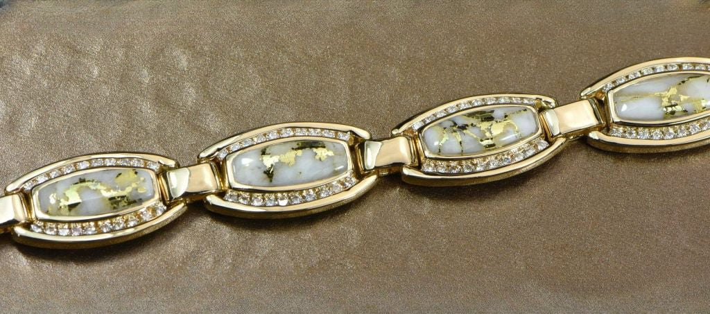 Gold Quartz Bracelet "Orocal" BDLOV6MMD210Q  Genuine Hand Crafted Jewelry - 14K Gold Casting