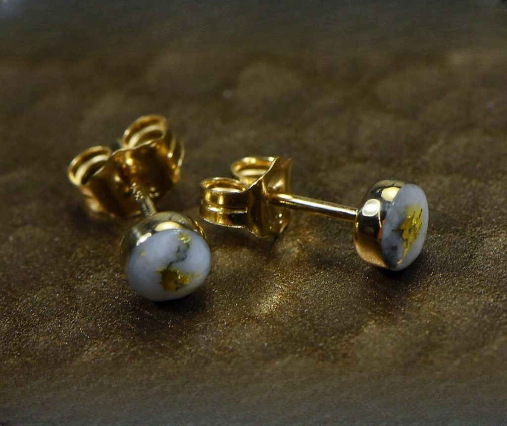 Gold Quartz Earrings "Orocal" EBZ4MMQ Genuine Hand Crafted Jewelry - 14K Gold Yellow Gold Casting
