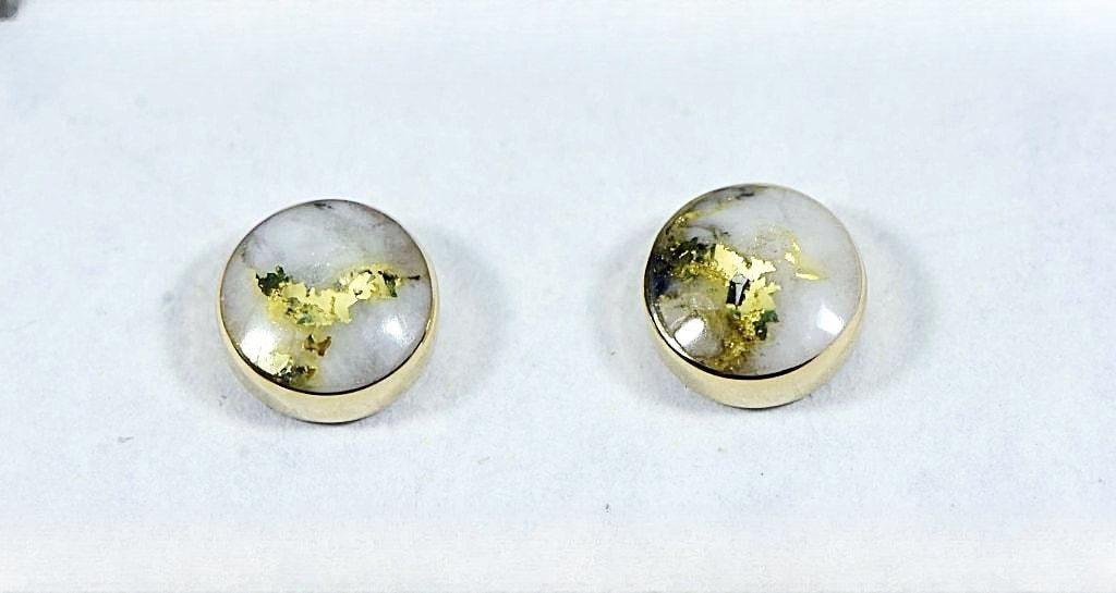 Gold Quartz Earrings "Orocal" EBZ5MMQ Genuine Hand Crafted Jewelry - 14K Gold Yellow Gold Casting