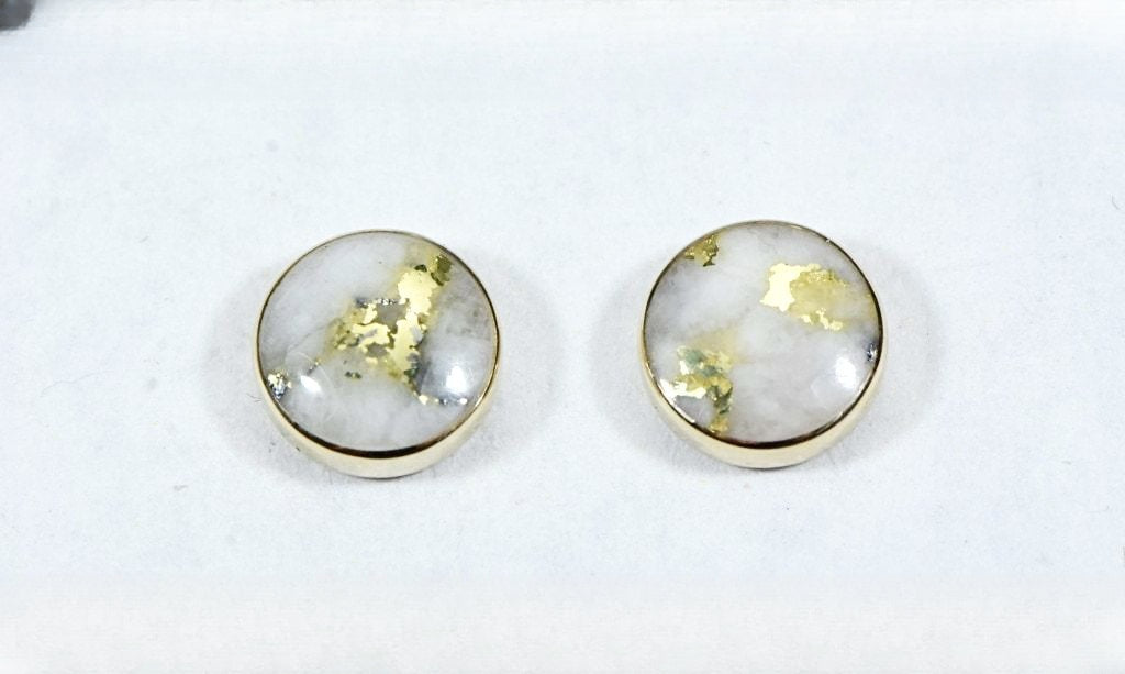 Gold Quartz Earrings "Orocal" EBZ6MMQ Genuine Hand Crafted Jewelry - 14K Gold Yellow Gold Casting