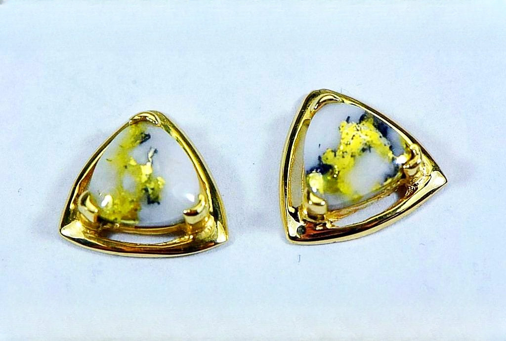 Gold Quartz Earrings "Orocal" EN441Q Genuine Hand Crafted Jewelry - 14K Gold Yellow Gold Casting