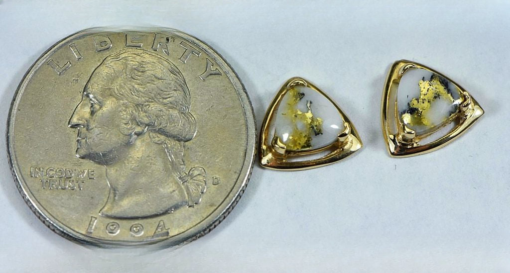 Gold Quartz Earrings "Orocal" EN441Q Genuine Hand Crafted Jewelry - 14K Gold Yellow Gold Casting