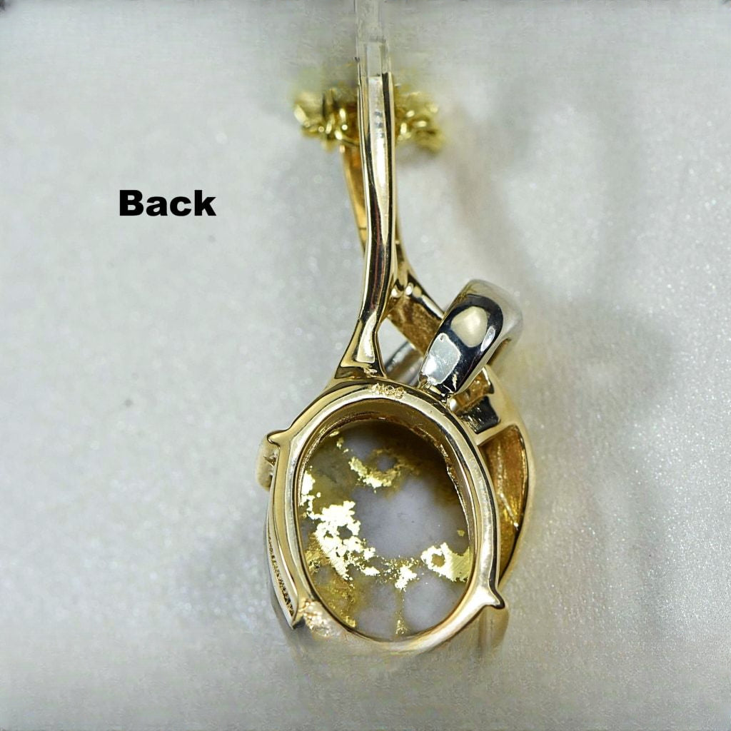 Gold Quartz Pendant & Nugget "Orocal" PN819NQX Genuine Hand Crafted Jewelry - 14K Gold Yellow Gold Casting