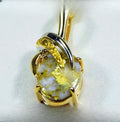 Gold Quartz Pendant & Nugget "Orocal" PN819NQX Genuine Hand Crafted Jewelry - 14K Gold Yellow Gold Casting