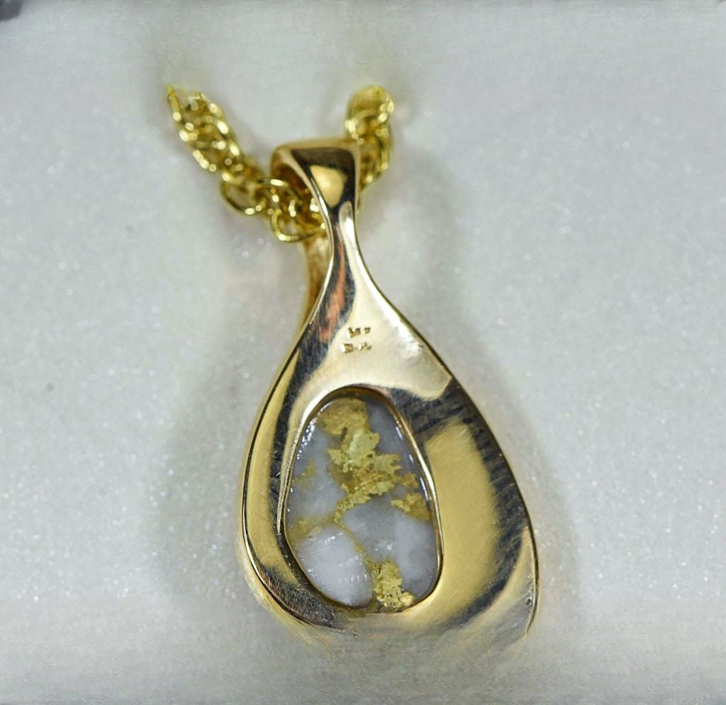 Gold Quartz Pendant & Nugget "Orocal"PSC126QX Genuine Hand Crafted Jewelry - 14K Gold Yellow Gold Casting