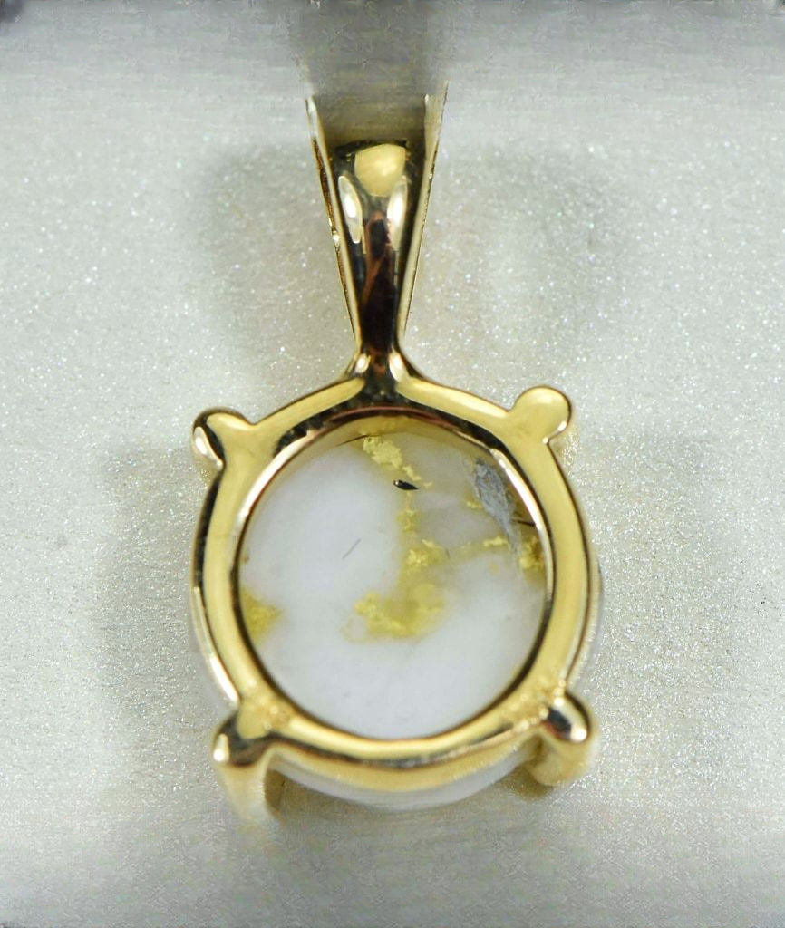Gold Quartz Pendant "Orocal" P10MMQX Genuine Hand Crafted Jewelry - 14K Gold Yellow Gold Casting