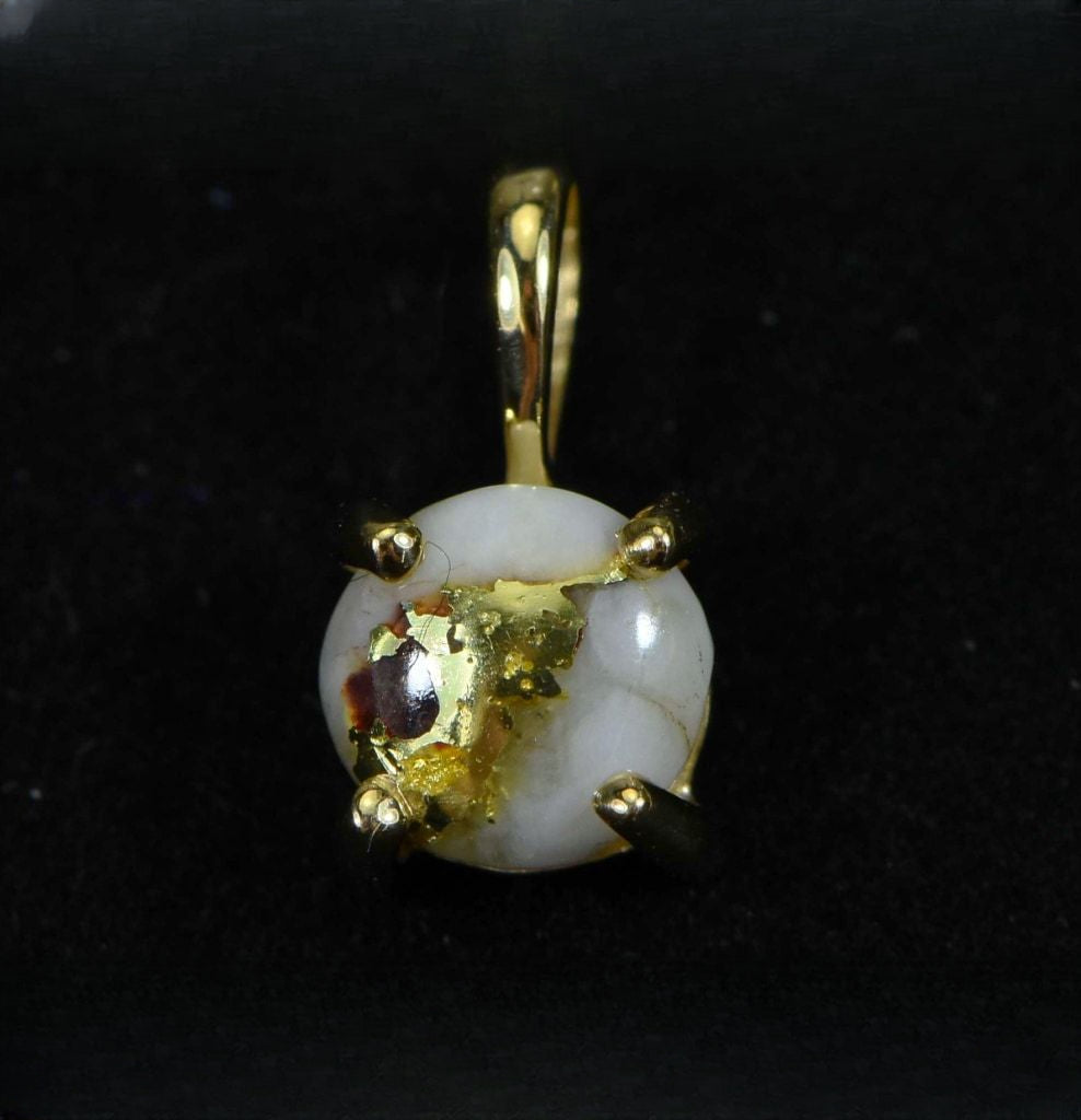 Gold Quartz Pendant "Orocal" P6MMQX Genuine Hand Crafted Jewelry - 14K Gold Yellow Gold Casting