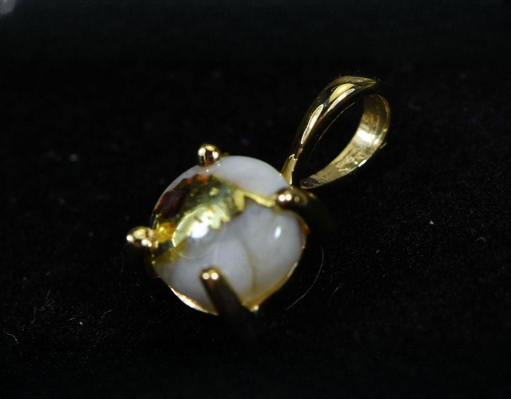 Gold Quartz Pendant "Orocal" P6MMQX Genuine Hand Crafted Jewelry - 14K Gold Yellow Gold Casting