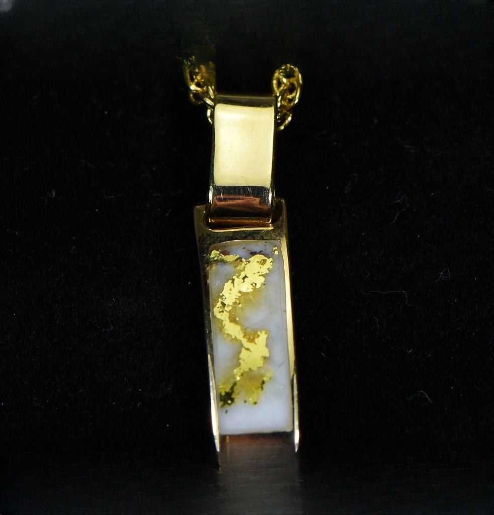 Gold Quartz Pendant "Orocal" PB5.5MMQX Genuine Hand Crafted Jewelry - 14K Gold Yellow Gold Casting