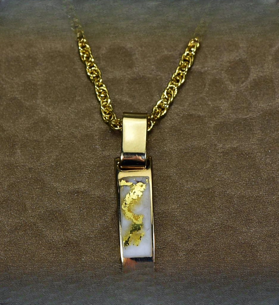 Gold Quartz Pendant "Orocal" PB5.5MMQX Genuine Hand Crafted Jewelry - 14K Gold Yellow Gold Casting