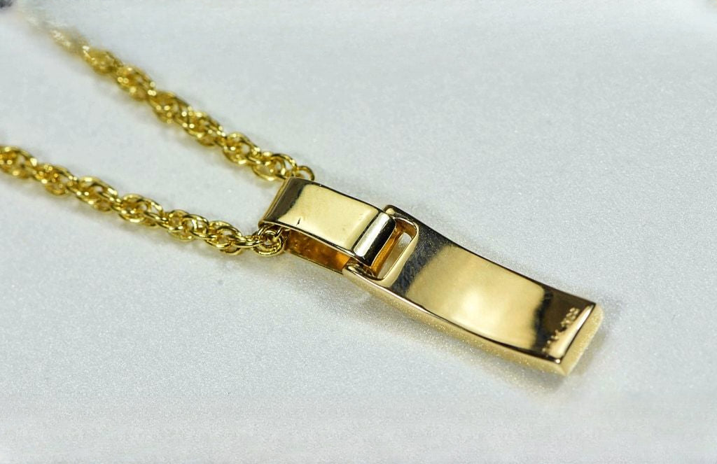 Gold Quartz Pendant "Orocal" PB5.5MMQX Genuine Hand Crafted Jewelry - 14K Gold Yellow Gold Casting