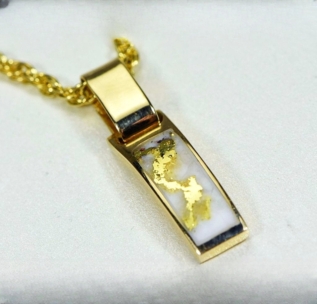 Gold Quartz Pendant "Orocal" PB5.5MMQX Genuine Hand Crafted Jewelry - 14K Gold Yellow Gold Casting