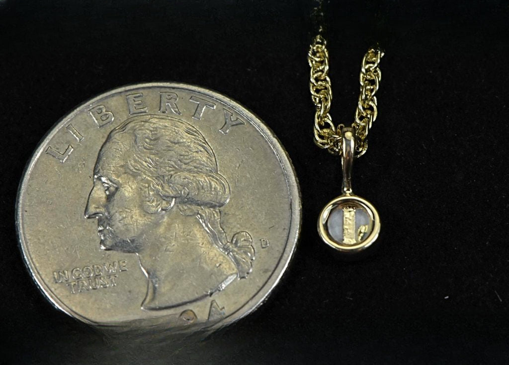 Gold Quartz Pendant "Orocal" PBZ5MMQX Genuine Hand Crafted Jewelry - 14K Gold Yellow Gold Casting