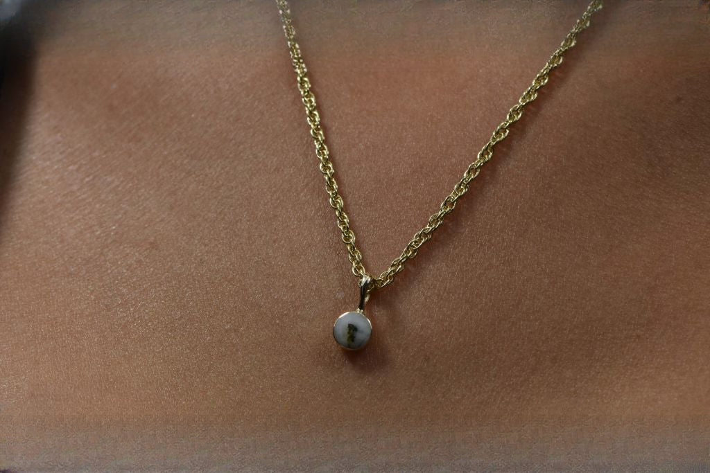 Gold Quartz Pendant "Orocal" PBZ5MMQX Genuine Hand Crafted Jewelry - 14K Gold Yellow Gold Casting