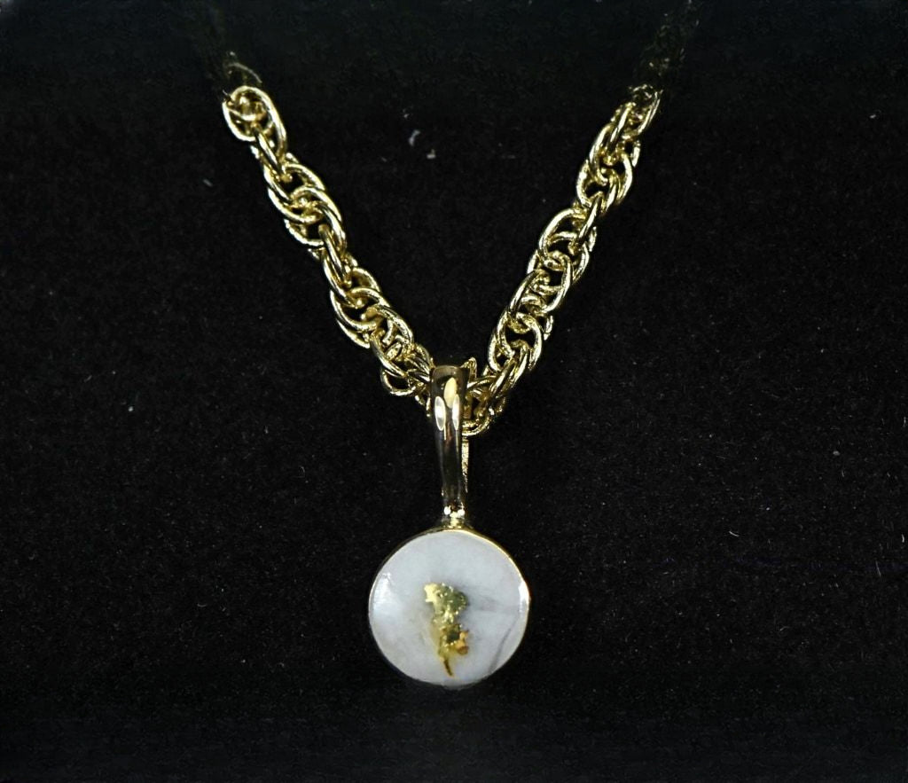 Gold Quartz Pendant "Orocal" PBZ5MMQX Genuine Hand Crafted Jewelry - 14K Gold Yellow Gold Casting
