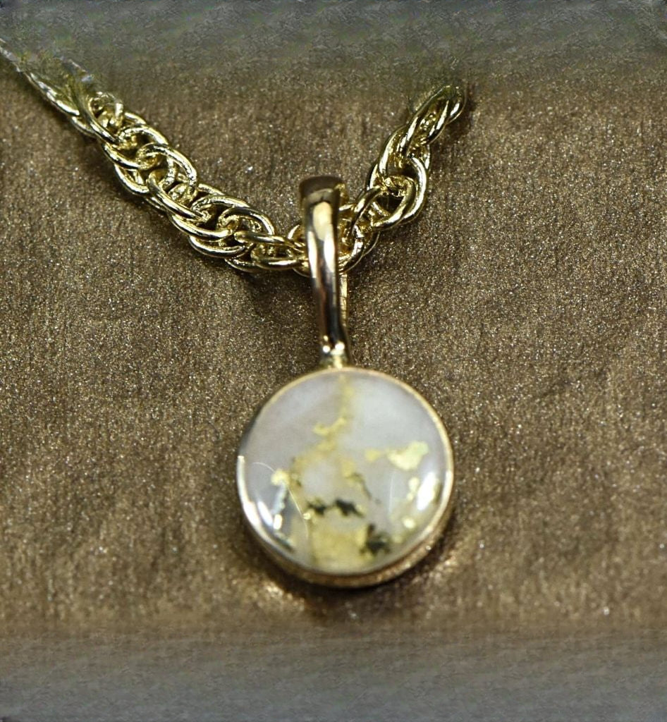 Gold Quartz Pendant "Orocal" PBZ6MMQX Genuine Hand Crafted Jewelry - 14K Gold Yellow Gold Casting