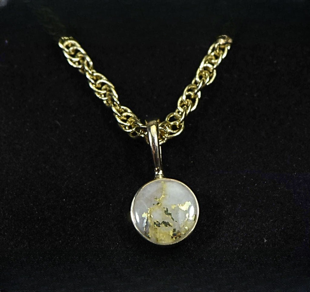 Gold Quartz Pendant "Orocal" PBZ6MMQX Genuine Hand Crafted Jewelry - 14K Gold Yellow Gold Casting