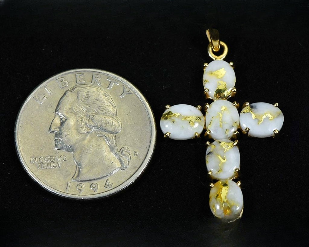 Gold Quartz Pendant "Orocal" PCR1162Q Genuine Hand Crafted Jewelry - 14K Gold Yellow Gold Casting