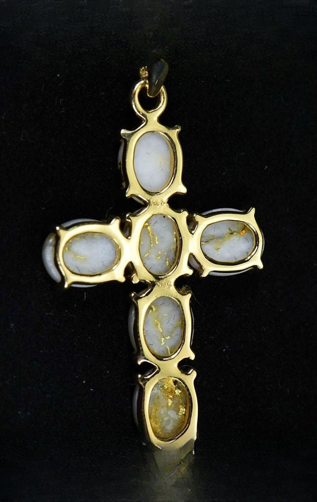 Gold Quartz Pendant "Orocal" PCR1162Q Genuine Hand Crafted Jewelry - 14K Gold Yellow Gold Casting